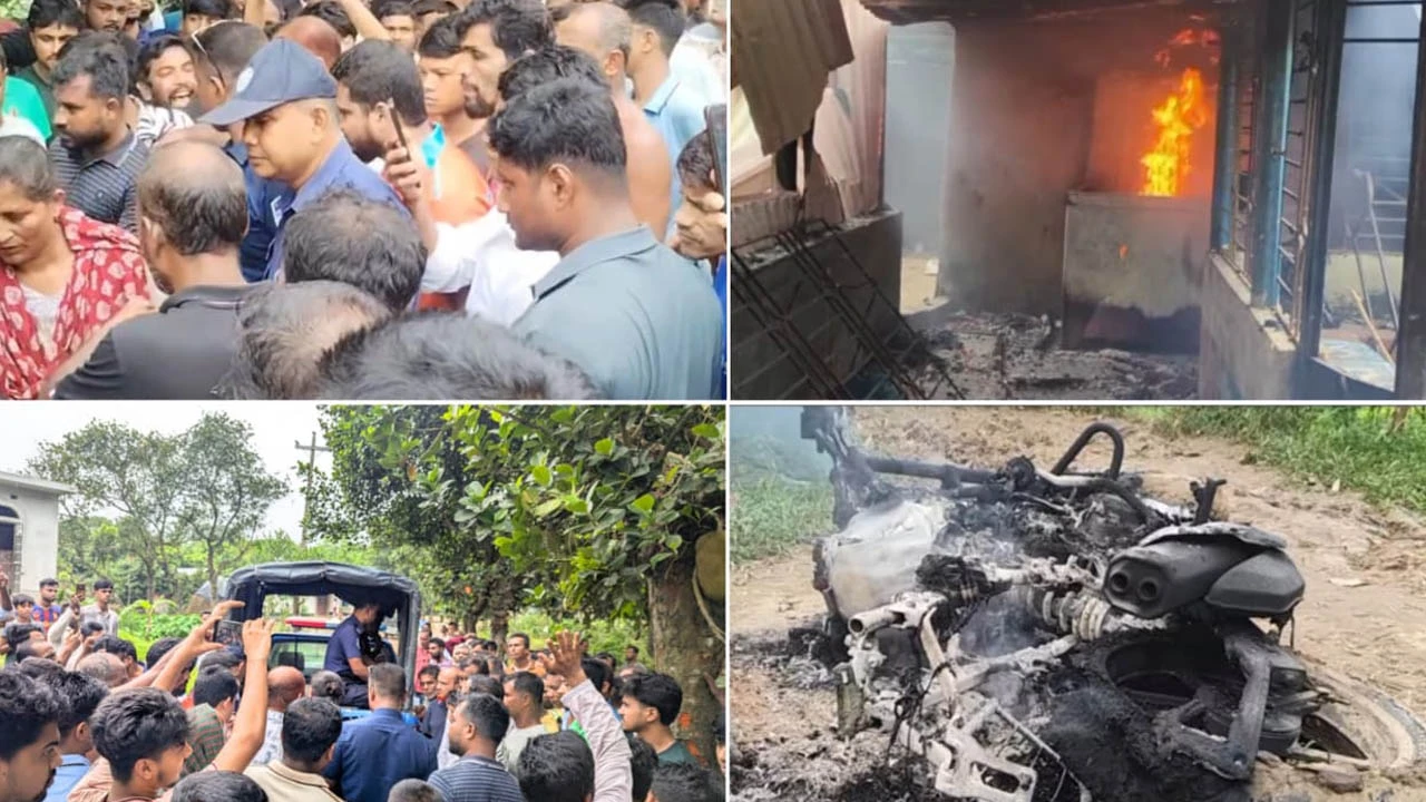ভালুকায় মাদক ব্যবসার অভিযোগে মা-ছেলে আটক, বিক্ষুব্ধ জনতার আগুনে পুড়ল বসতঘর ও মোটরসাইকেল